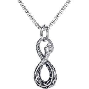 Infinity Ouroboros Serpent Snake Necklace for Men Stainless Steel Pendant Jewelry Norse Talisman for Women Boys Bar Hip Hop 22inch Rope Chain Best Friend Jewelry 316L Valentine's Day Gift