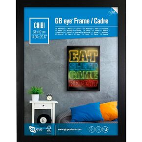 ABYSTYLE GB eye 20.5x15 Frame, FSC Black Wood Poster Frame, scratch proof glazing, Horizontal and Vertical Wall Mounting Display- for Photo Gallery Home Room Office Decor
