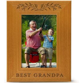 Best grandpa, Engraved Natural Wood Photo Frame Fits 5x7 Horizontal Portrait for Grandpa, Grandparent's Day, Best Grandpa Ever, Grandfather Gifts, Grandpa & Me, Father's Day, Christmas