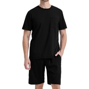 BAMBOO COOL Mens Pajama Set Sleepwear Pjs Lightweight Short Sleeve Shirts Soft Breathable Fresh Sleep Sets with Pockets S-3XL in Kuwait