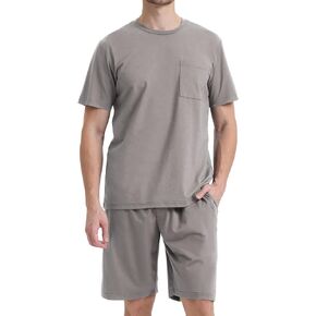 BAMBOO COOL Men's Pajama Sets 2-piece Lounge Sleep Sets Soft Comfy Sleepwear Men Short Sleeves and Shorts Pjs Set with Pocket