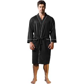 Mens Kimono Robe Lightweight Soft Bathrobe Sleepwear Loungewear with Pockets