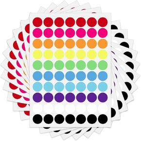 SAVITA Round Label Sticker, 1050pcs Color Coding Stickers Dots, Waterproof Color-Coding Labels for Kids Office School Home Marking (0.75inch, 10 Colors)