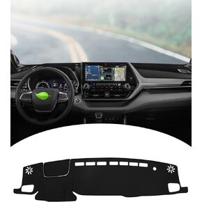 FIILINES Dash Cover Fit for Toyota Highlander 2020 2021 2022 2023 (Fit with or Without Display) Dashboard Mat Cover Sunshade Nonslip Mesh Protector No Glare