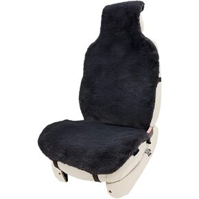 Champlus Car Seat Cover Silky Soft Automotive Seat Cover, Faux Sheepskin Fur Wool Car Seat Cushion, Universal Fits Cars, SUVs, Trucks Minivans, Easy Installation, Comfortable and Durable, 1pc - Black