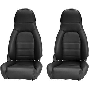 Compatible with Mazda Miata Front Seat Cover Kit Standard Seats Black Leatherette 1990-1996