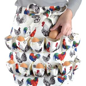 Egg Apron with 12 Deep Pockets, Egg Collecting Apron for Chicken Duck Goose Eggs, Farmhouse Egg Carrier Apron for Hens, Duck, Goose Eggs, Women