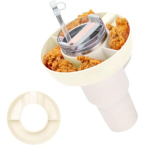 Snack Bowl for Stanley 40 oz Tumbler with Handle, Tumbler Snack Tray Compatible with Stanley Cup 40 oz with Handle, Reusable Snack Ring for Stanley Cup Accessories,Snack Bowl Cream