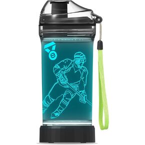 YuanDian Hockey Gifts for Boys, Light Up Water Bottle - 14 OZ Tritan BPA Free Eco-Friendly - Cool LED Sport Cups Gift for Hockey Player School Kids Girl Child Christmas Holiday