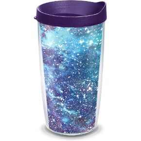 كوب سفر Tervis Purple Galaxy مصنوع في الولايات المتحدة الأمريكية بجدار مزدوج معزول يحافظ على المشروبات باردة وساخنة، 24oz، كلاسيكي