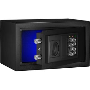Safe Box with Sensor Light,Security Lock Box， Steel Construction Hidden Electronic Safe with Lock，0.4 Cubic Feet ，Wall or Cabinet Anchoring Design for Home, Black