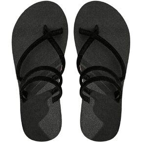 OYOANGLE Women's Criss Cross Strap Flip Flop Flat Sandal Open Toe Slingback Lightweight Summer Solid Sandals
