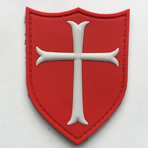 Knights Templar Cross Crusaders Shield رقعة تكتيكية عسكرية من مطاط PVC من uuKen التكتيكية جير (أسود)