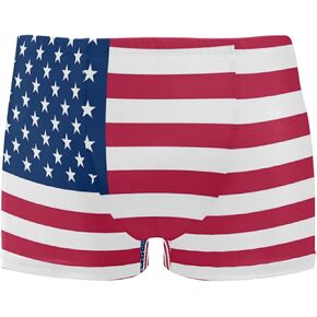 Mens Swimming Boxer Briefs American Flag Quick Dry Athletic Swimsuit