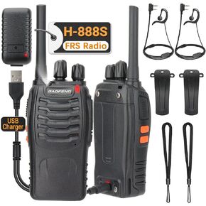 Walkie Talkies for Adults Long Range Rechargeable walkie Talkie with Earpieces,2-Way Radios UHF Handheld Transceiver Walky Talky with Flashlight Li-ion Battery and USB Charger (2 Pack)