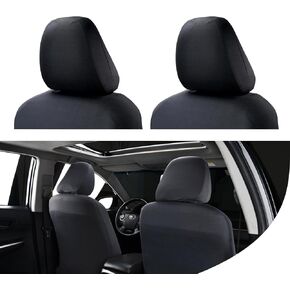 2 PCS Car Seat Headrest Cover, Elastic Knitted Fabric All-Inclusive Breathable Anti-Dirty Headrest Protective Cover, Decorative Modification Accessory, Compatible with Most Models (Dark Gray)