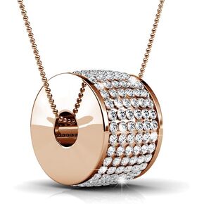 Cate & Chloe Anabelle 18k White Gold Plated Necklace for Women | Silver Pendant Necklace with Simulated Diamond Crystals, Pave Cluster Crystal Necklace, Fashion Jewelry for Girls