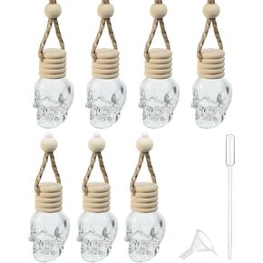 7PCS Car Diffuser Bottle,Automotive Use Car Diffuser Car Hanging Glass Bottle,Car Accessories Car Decor Car Hanging Diffuser,Skull Glass Bottle Hanging Diffuser Bottle for Cars