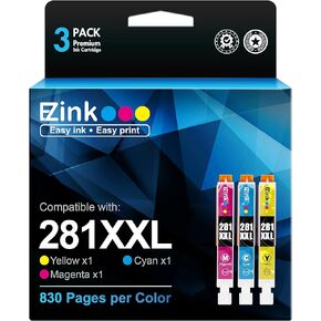 E-Z Ink Compatible Ink Cartridge Replacement for Canon CLI-281XXL 281 XXL Compatible with PIXMA TR7520 TR8520 TS6120 TS6220 TS8120 TS8220 TS9120 TS9520 TS9521C Printer (3 Pack)