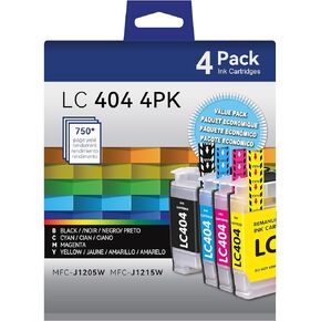LC404 Ink Cartridges Replacement for Brother Ink Cartridge LC 404 Color Standard Yield Compatible for Printer MFC-J1205W MFC-J1215W MFC-J1205W XL(4 Pack,1 Black 1 Cyan 1 Magenta 1 Yellow)
