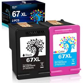 H&BO TOPMAE Remanufactured Ink Cartridge Replacement for HP 67 67XL Ink Cartridge for Envy Pro 6055 6455e 6055e 6452 6052 6075 DeskJet 2755e 2752 4152 4155e Printer（1 Black 1 Tri-Color