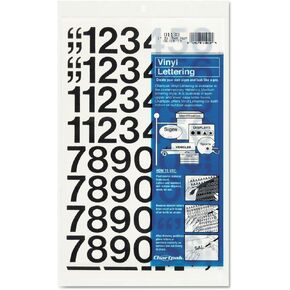 Chartpak Permanent Adhesive Vinyl Numbers,Black