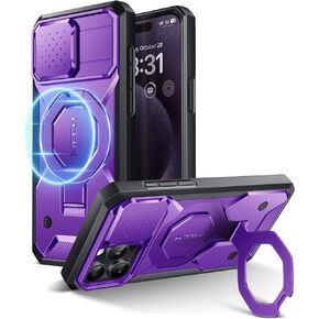 حافظة TONGATE المغناطيسية لهاتف iPhone 15 Pro Max، [متوافقة مع MagSafe] [حامل غير مرئي] [غطاء حماية الكاميرا] حافظة هاتف عسكرية مقاومة للصدمات لهاتف 15 Pro Max مع زجاج مقسى، أسود