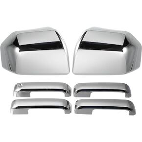 ACROPIX Car Exterior Chrome Plated Mirror Cover Cap + Door Handle Cover Set Fit for Ford F150 F-150 Pickup Truck - Pack of 6 Chrome Tone