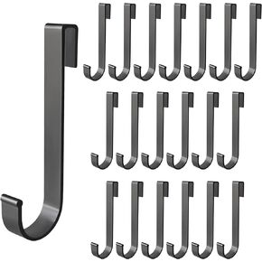 J Hook for Wire Shelving, 20pcs Aluminum Grid Hooks Heavy Duty S Hooks Hanging for Kitchenware Spoons Pans Pots Utensils Clothes Bags Towers Tools Plants (Black)