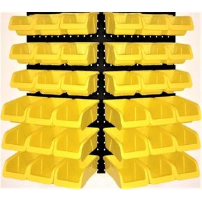 WallPeg Pegboard Bins Garage Organization - Parts Bin Kit (PB-36-Y) Hooks to Peg Board Panels Workbench & Tool Organizer Larger Size Bins for Home, Office, Crafts, Shop - Pegboard Wall Organizer