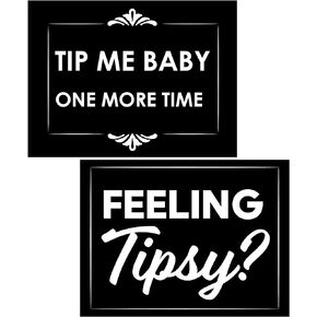 Tip Me Baby One More Time and Feeling Tipsy - 3x4 All Weather Vinyl Decal Stickers- Tip Your Waiter Waitresses Cash Tipping Jar Billfold Check Presenter Driver Cars Laptop