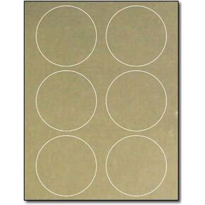 3 1/3" Round Gold Foil Labels for Laser Printers - 10 Sheets / 60 Labels