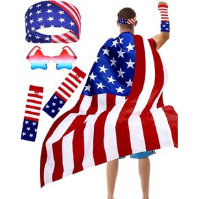 4th of July American Flag Costume Cape American Flag Patriotic Independence Day Halloween Party Patriotic Accessories