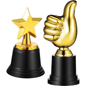 Gadpiparty 2 Pcs Gold Trophy Award 4.8 Inch Trophy Award and 5.1Inch Plus Thumbs UP Award Trophies Plastic Trophy Cups for Kids Classroom School Reward Party Favors