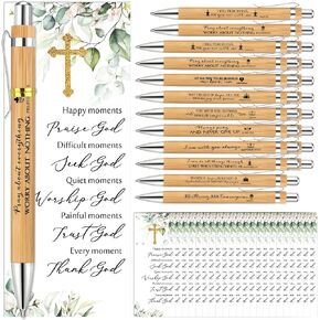 Christian Father's Day Gifts Bible Verse Bamboo Pens and Religious Bookmarks Religious Graduation Gifts Inspirational Church Biblical Gifts(20 Sets, Classic)