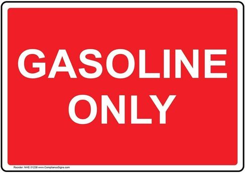 ComplianceSigns.com Gasoline Only Label Decal, 7x5 inch Vinyl for Gases in Saudi Arabia