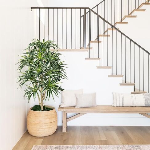 Hollyone 4ft Artificial Tree Faux Dracaena Tree Indoor Plant Evergreen Dracaena Fake Palm Tropical Floor Plant in Pot for Home Office Living Room Garden Indoor Outdoor Decor in Saudi Arabia