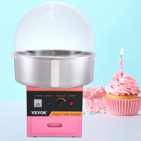 VEVOR Electric Cotton Candy Machine, 1000W Commercial Floss Maker w/Stainless Steel Bowl, Sugar Scoop and Drawer, Perfect for Home, Carnival, Kids Birthday, Family Party, Pink | With Stainless Steel Bowl, Sugar Scoop and Drawer, Perfect for Home, Carnival in Saudi Arabia