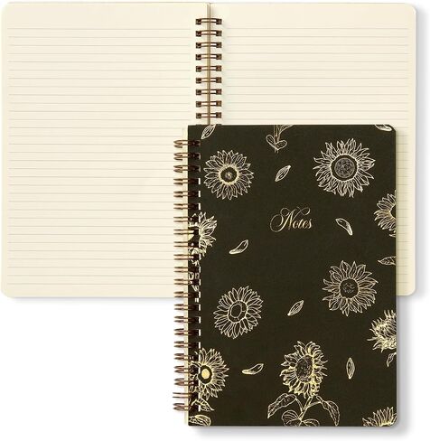 Sunflower Notebook with Pockets - Pretty Spiral Bound Journal Notebook for Women - Stylish & Cute Notebook - 75 Sheets, 8.5"x6 Lined Spiral Journal Notebook - Spiral Journal for Women in Saudi Arabia