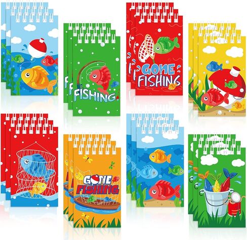 24 Pieces Gone Fishing Party Supplies Mini Fishing Party Notebooks Gone Fishing Party Notepads Little Fisherman Pocket Notebooks for Kid Gone Fishing Birthday Baby Shower Party Decorations in Saudi Arabia