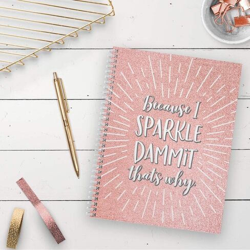 Softcover I Sparkle 8.5" x 11" Funny Spiral Notebook/Journal, 120 College Ruled Pages, Durable Gloss Laminated Cover, White Wire-o Spiral. Made in the USA in Saudi Arabia