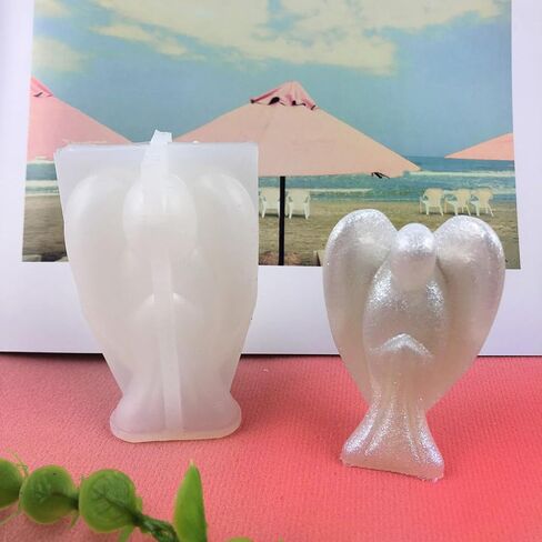 Playing Mold 2Pcs 3D Angel Shape Epoxy Resin Silicone Mold for DIY Make Candle, Wall Hanging Decoration, Jewelry, Keychain, Necklace, Tabletop Decoration, etc in Kuwait