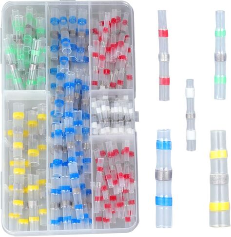 150PCS Solder Seal Wire connectors，Heat shrinkable Tube Solder Ring Butt connectors Waterproof Insulation Electric Welded casing Used for Wire Joint Terminal in Saudi Arabia
