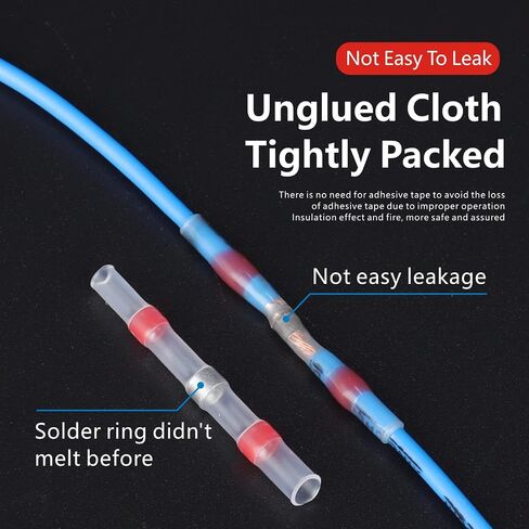 150PCS Solder Seal Wire connectors，Heat shrinkable Tube Solder Ring Butt connectors Waterproof Insulation Electric Welded casing Used for Wire Joint Terminal in Saudi Arabia
