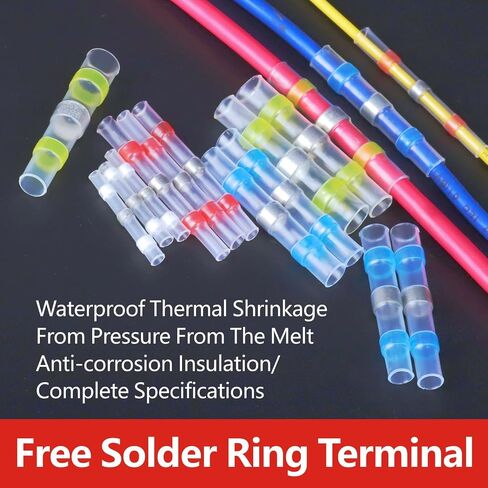 150PCS Solder Seal Wire connectors，Heat shrinkable Tube Solder Ring Butt connectors Waterproof Insulation Electric Welded casing Used for Wire Joint Terminal in Saudi Arabia