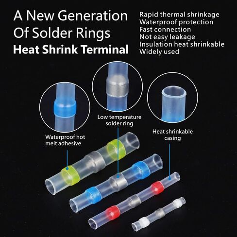 150PCS Solder Seal Wire connectors，Heat shrinkable Tube Solder Ring Butt connectors Waterproof Insulation Electric Welded casing Used for Wire Joint Terminal in Saudi Arabia