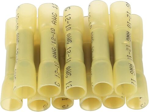 200pcs Waterproof Heat Shrink Butt Connectors Yellow 12-10 AWG, Electrical Crimp Wire Splice Connectors Insulated Marine Automotive (BHT5.5/Yellow) in Saudi Arabia