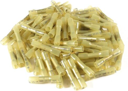 200pcs Waterproof Heat Shrink Butt Connectors Yellow 12-10 AWG, Electrical Crimp Wire Splice Connectors Insulated Marine Automotive (BHT5.5/Yellow) in Saudi Arabia