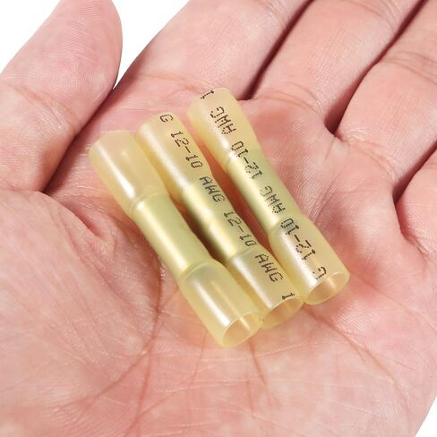 200pcs Waterproof Heat Shrink Butt Connectors Yellow 12-10 AWG, Electrical Crimp Wire Splice Connectors Insulated Marine Automotive (BHT5.5/Yellow) in Saudi Arabia