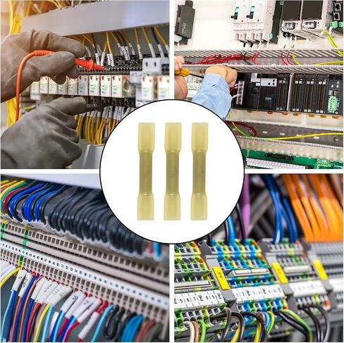 200 قطعة من موصلات المؤخرة المقاومة للماء المنكمشة بالحرارة باللون الأصفر 12-10 AWG، موصلات أسلاك مجعدة كهربائية معزولة للسيارات البحرية (BHT5.5/أصفر) in Saudi Arabia